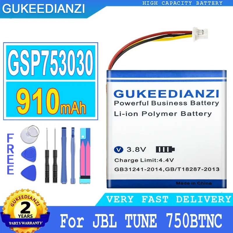 

GUKEEDIANZI Battery for JBL TUNE 750BTNC, Big Power Battery, GSP753030, 910mAh