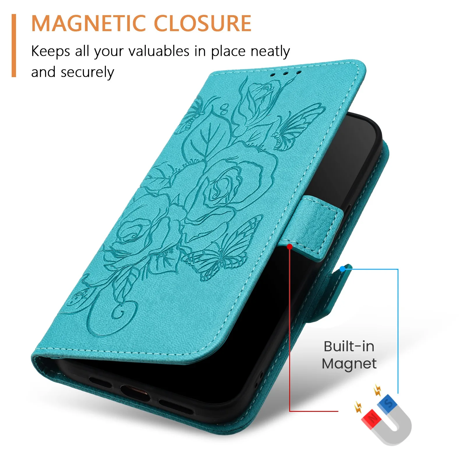 Elegant Floral Leather Phone Wallet Case - Premium Flip Cover Design
