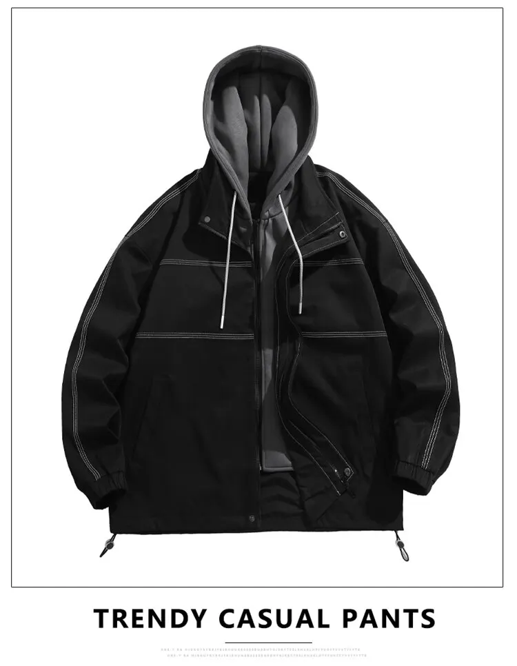 berghaus fleece Hawaifish jacket men 2022 hooded fake two-piece student young Men's windbreakers hoorde hip hop high quality brand clothing windbreaker jacket