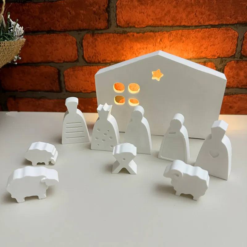 Jesus Modeling Silicone Mold House Plaster Mold Christmas Ornament Cement Plaster Silicone Molds Jesus Ornaments silicone mold