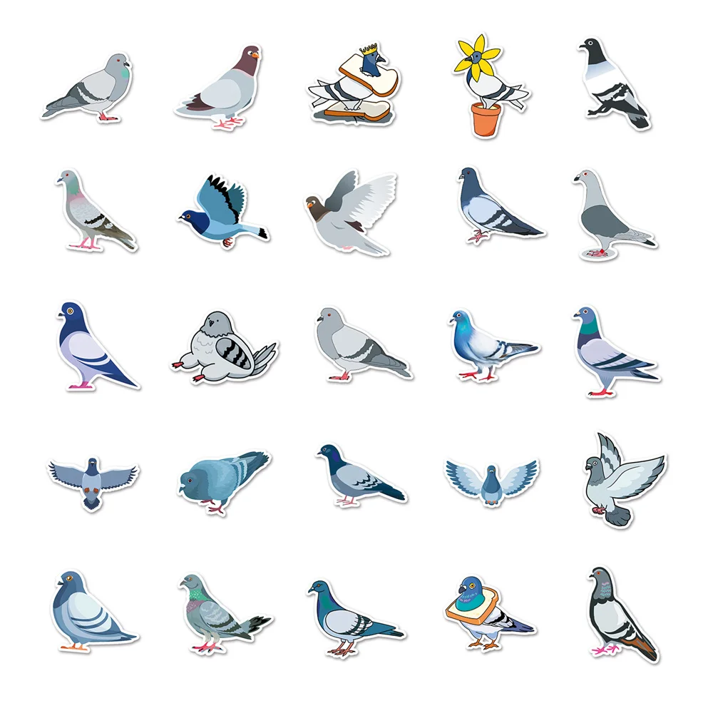 50pcs Cartoon Bird Pigeon Dove Stickers For Laptop Ipad Stationery Suitcase Vintage DIY Sticker Scrapbooking Supplies Aesthetic - Image 5