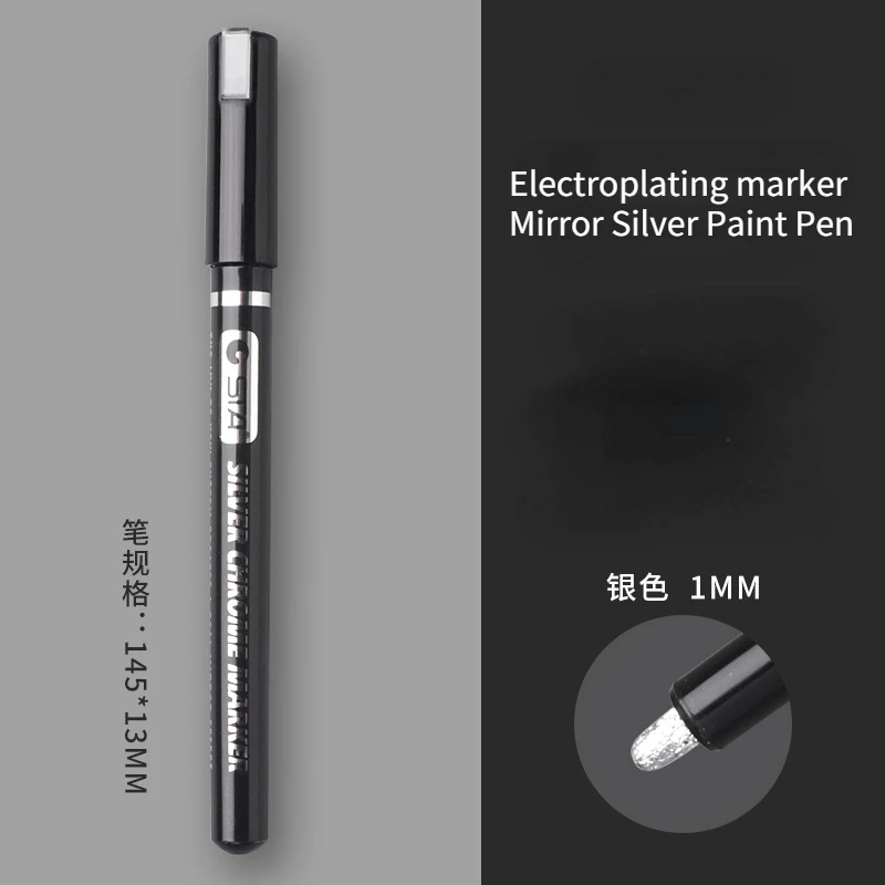 Paint Pen Electroplating Mirror Silver Paint Pen Hand-repair Chrome-plated Metal Waterproof Tire Ceramic Touch-up 1mm/2mm Nib