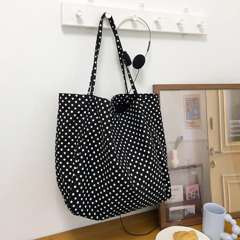 Vintage Plaid Women's Shoulder Bags Large Capacity Female Reusable Shopping Bag Cotton Cloth School Girls Book Tote Handbags