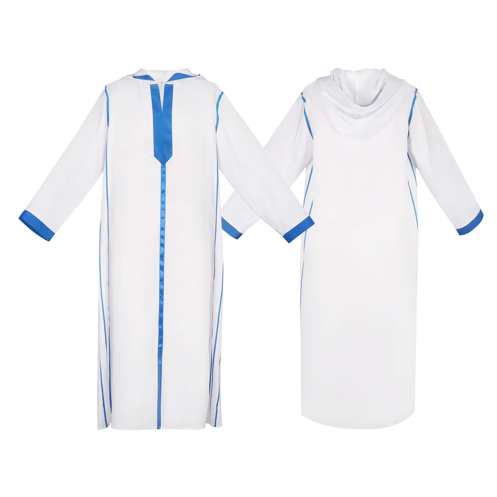 Arab Long Men Muslim Slim White Hooded Coat Middle East National Costumes Long Robe Halloween Everyday Casual Carnival Party - Image 5