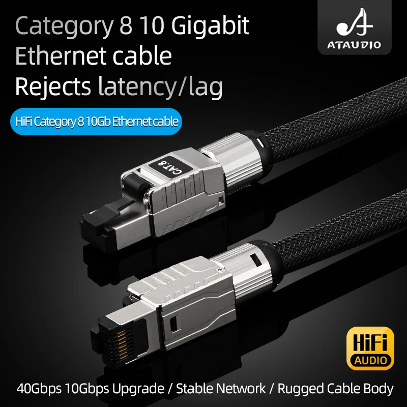 Cavo Ethernet Hifi Ataudio Cavo Di Rete Di Livello Gaming Cavo Internet Cat8 Rete 40Gbps 2000Mhz Per Router Tv Portatile