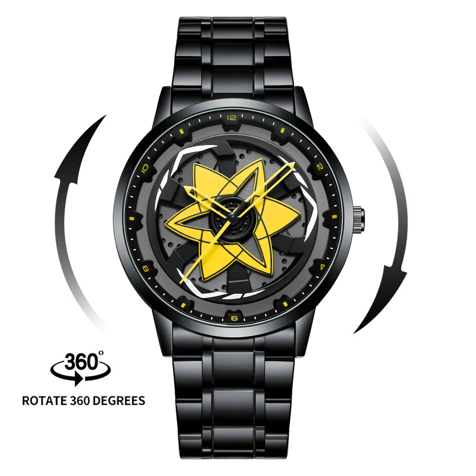 Brand Men Watch Creative Spinning Racing Series Clock Stainless Steel Sports Quartz Movement Waterproof Watch For Men_voghion.com