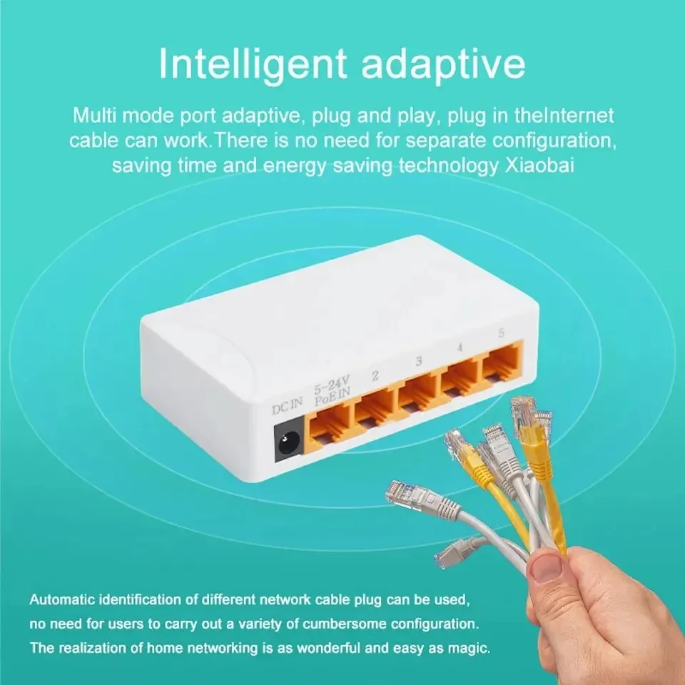 Network switch 5 Ports 1000Mbps Ethernet 100Mbps high speed mini fast gigabit internet splitter desktop RJ45