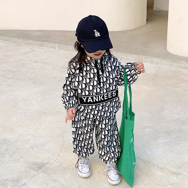 

Girls' clothes Set 2023 Autumn sports Style Fashion Teen College Style hooded +pant Two-piece Set 1-10 years