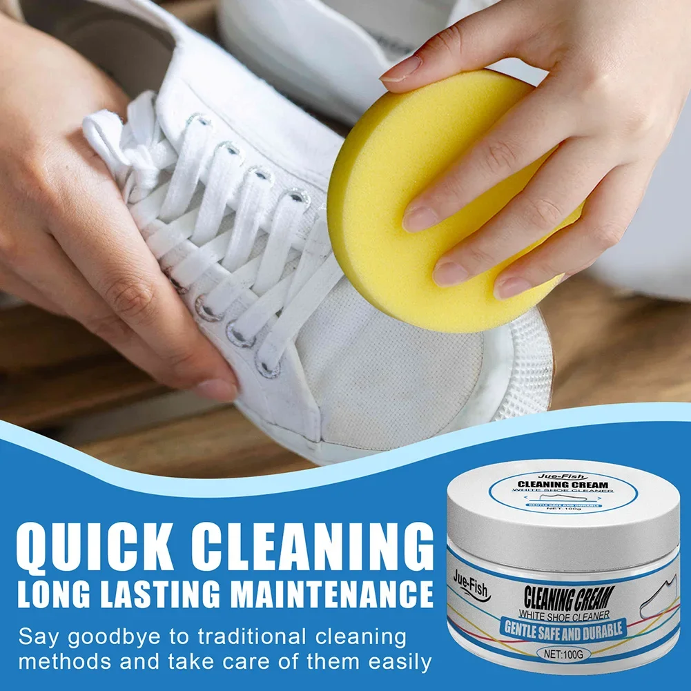 100/200g White Shoe Cleaning Cream Multi-functional Cleaning Brightening Whitening And Yellowing Maintenance Of sports Shoes 2