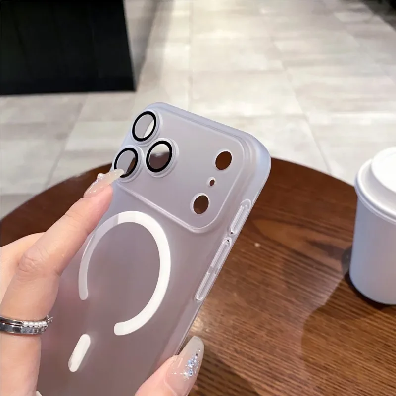 Luxury Ultra-Thin Matte Clear Magnetic Wireless Charging Case