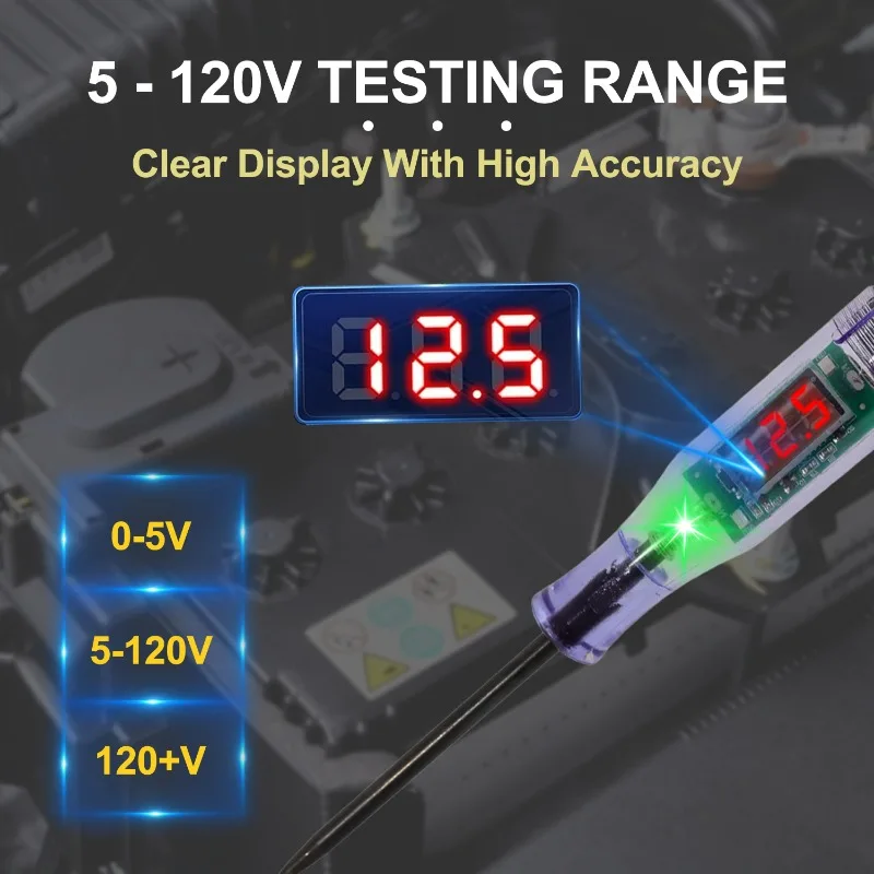 12V Car Truck Voltage Circuit Tester Digital LED Probe Test Pen Auto Diagnostic Repair Tool with Measuring Function Test Light