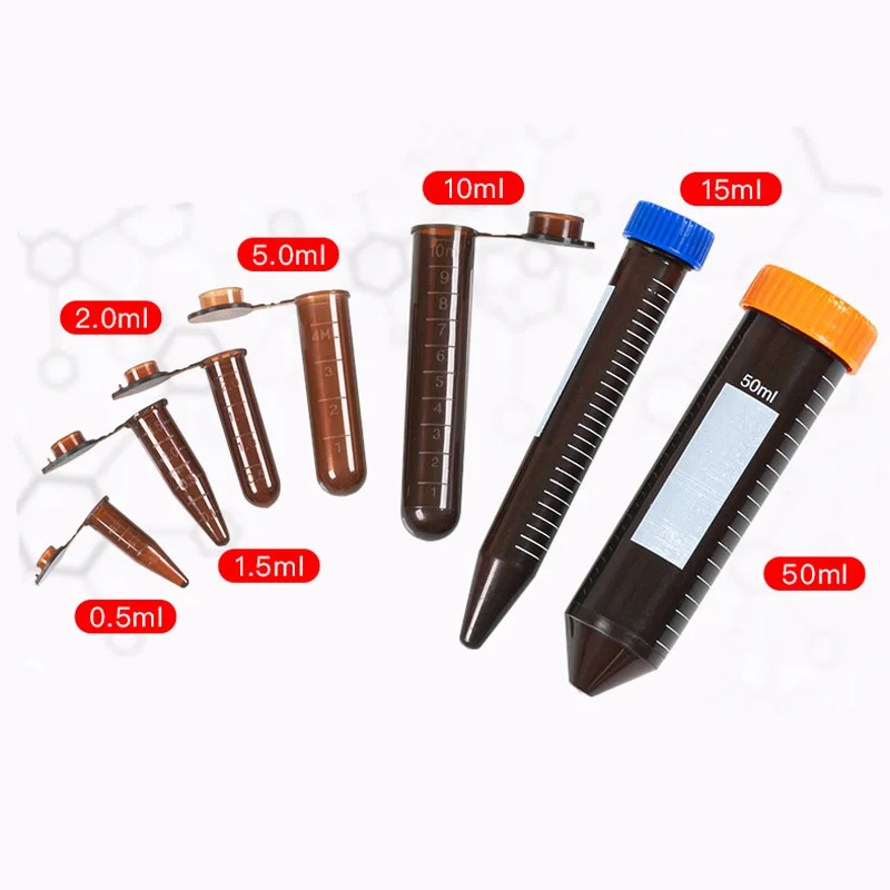 5ml 10ml 15ml Plastic Brown Centrifuge Test Tube With scale line Snap Cap Sample Vial Container Laboratory Analysis Equipment