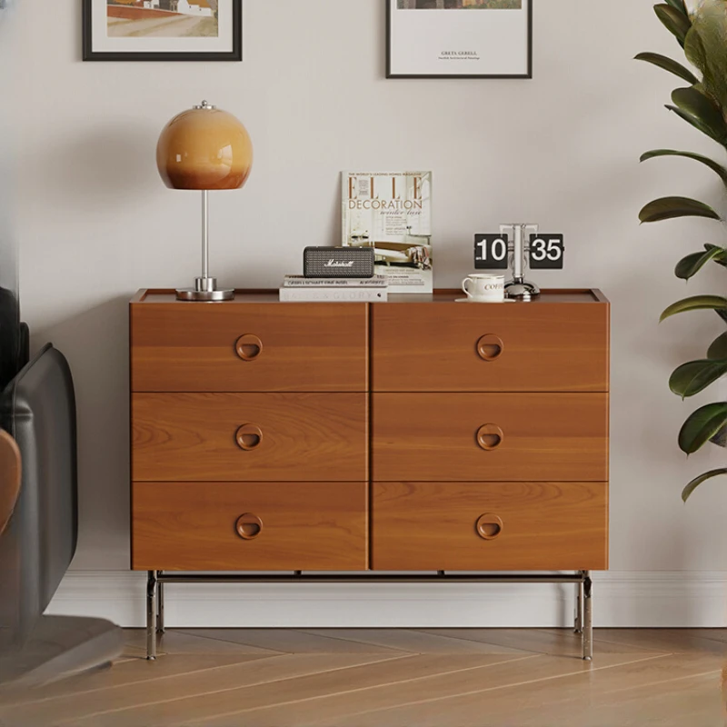 

Vintage solid wood six bucket cabinet, storage cabinet, bedroom, living room cabinet, entrance storage