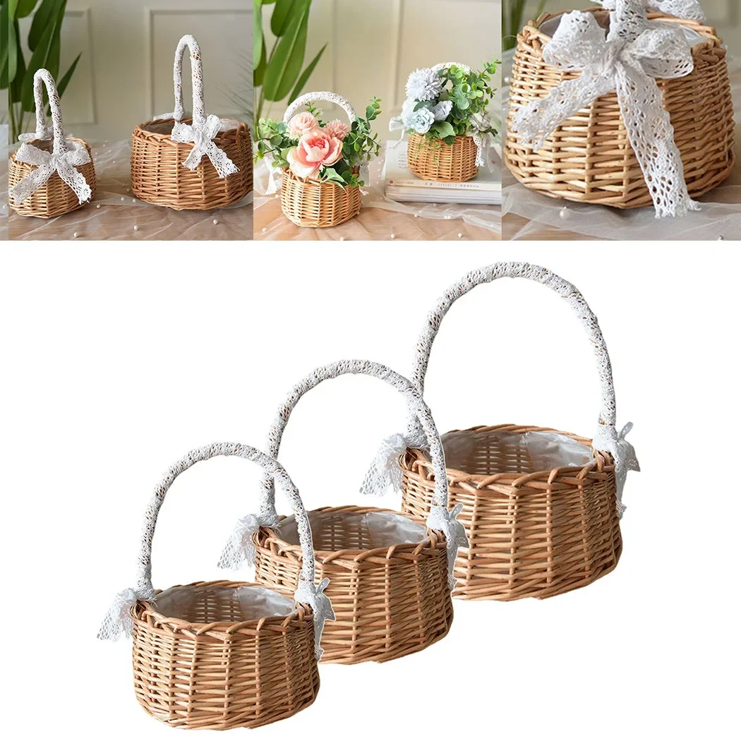 Wicker Storage Basket. Shopping Basket Storage Flower Flower Pot Food Fresh Rattan Gifts Girl Picnic High Quality 6