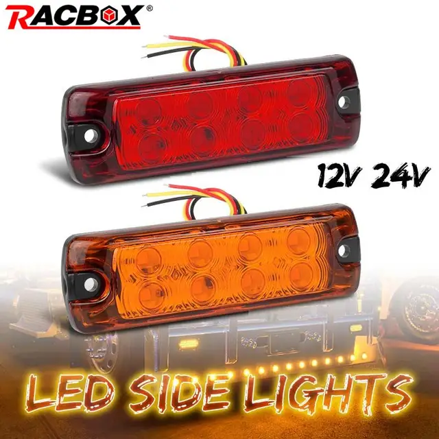 8 Leds Flash Warning Signal Light 12V 24V Side Strobe Lamp Square for Cars Pickup-Truck 4WD Cargo Semi Trailer Brake Taillight