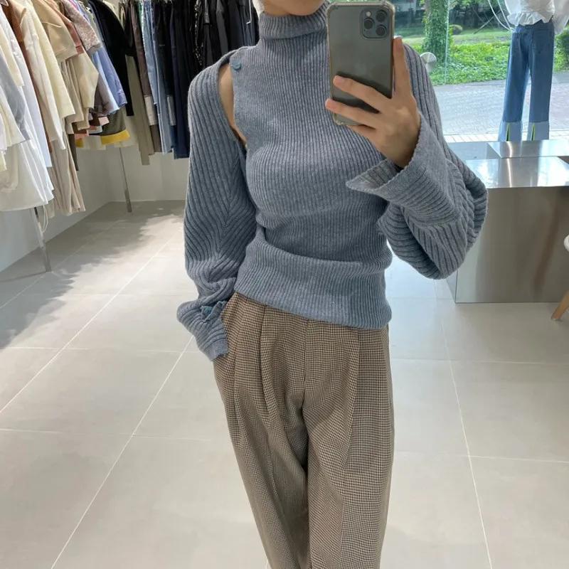 

Женские облегающие вязаные свитера с воротником-стойкой, пуловеры с длинным рукавом, женский трикотаж, осень, зима, 2023 г.