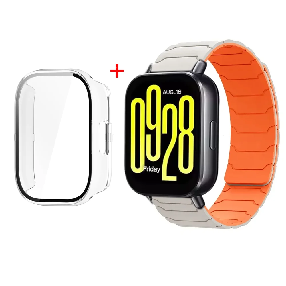 Silicone Strap with Protective Case and Magnetic Bracelet for Smartwatch Accessories