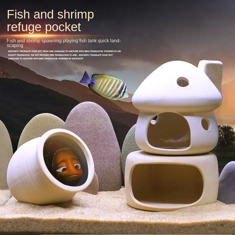 Fish Tank Mushroom Decoration Pottery Pot Refuge Pocket Ceramic Cottage Package Decoration Landscape Shrimp Nest Mini Parrot Bre