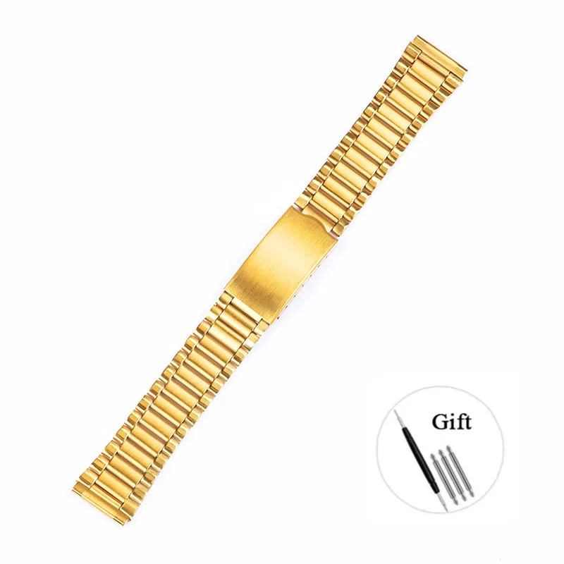 Stainless Steel Universal Watch Band Bracelet - Solid Folding Buckle