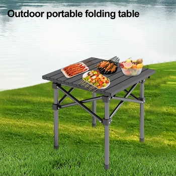 Outdoor Folding Table Heavy Duty Carbon Steel Height Adjustable Lightweight Metal Camping Hiking Backpacking Picnic BBQ Portable 3