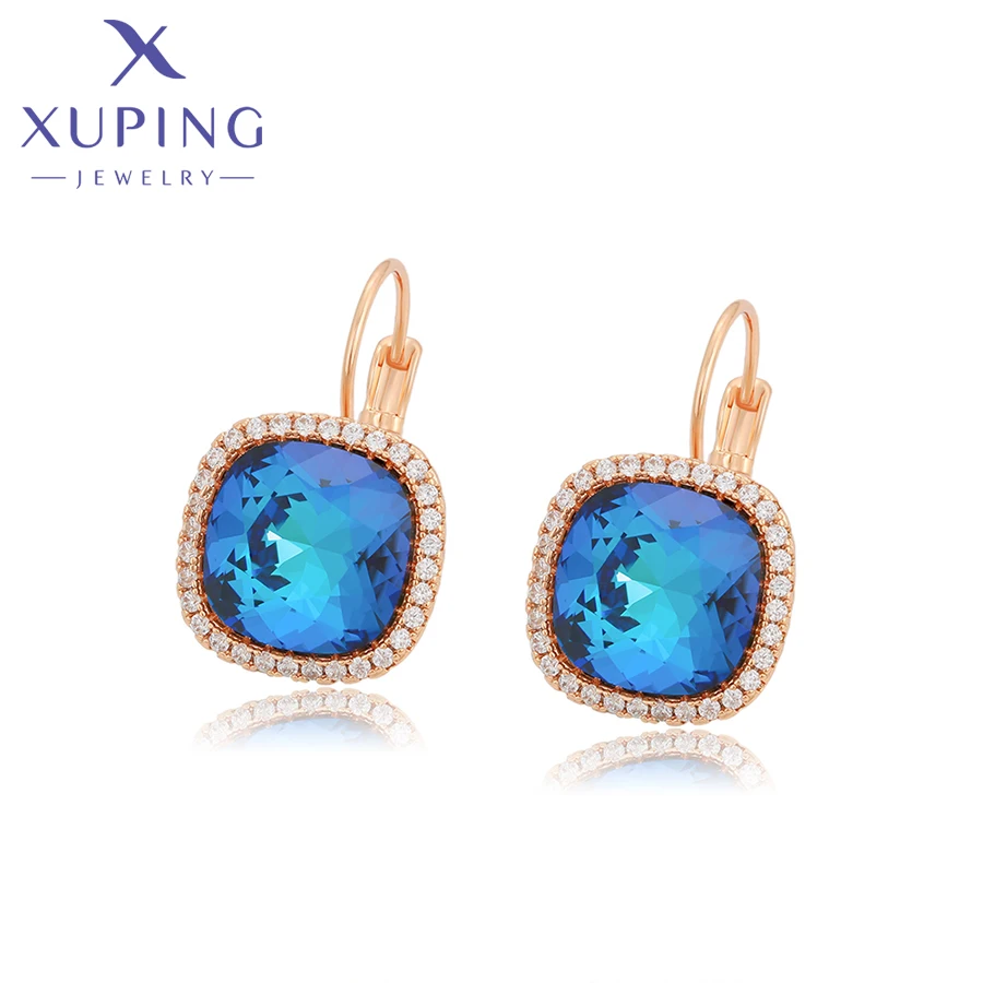 Xuping Jewelry Store-pendientes de aleación de cobre para mujer y niña, aretes de cristal chapados en oro, joyería para fiesta de cumpleaños, novedad