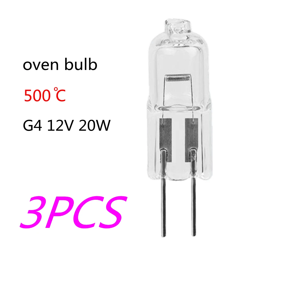 Ampoule de four G4 12V 20W 500 degrés halogène G4 12V 20W, lampe à sel haute température G4 12V 20W, ampoules de cuisson, 3 pièces