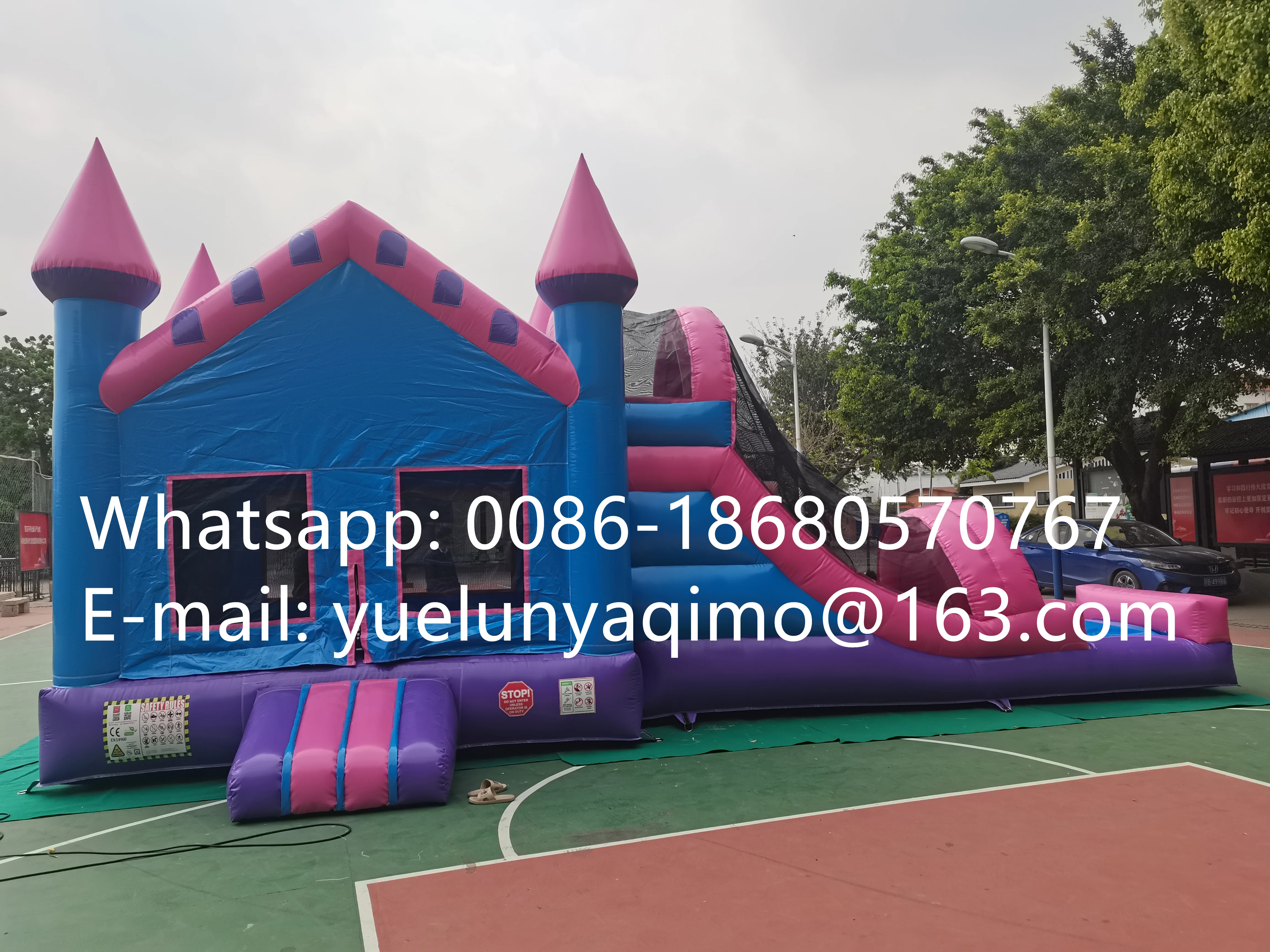 

PVC custom colorful design kids inflatable slide trampoline combination YLY-171