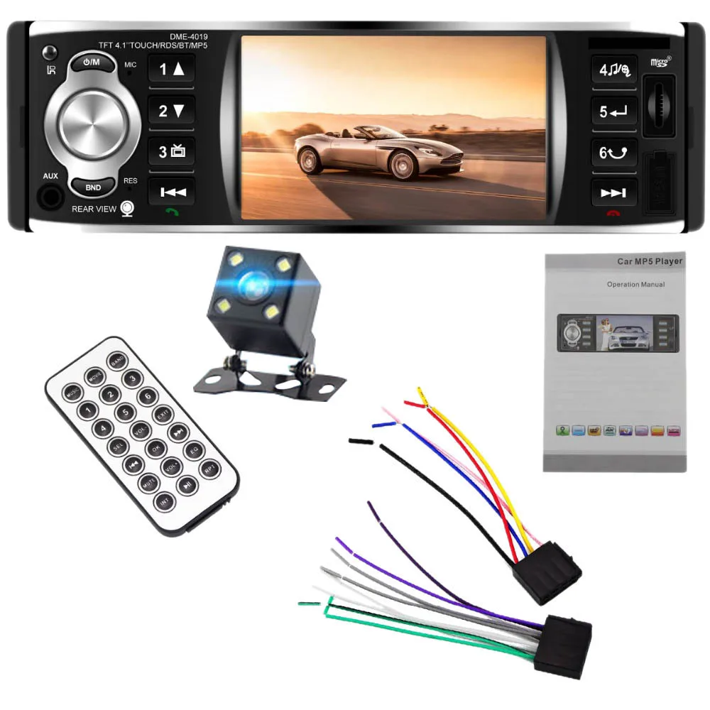 

1Din 4.1 Inch Car Radio Contact Screen Automatic Audio Stereo Fm Bluetooth 2.0 Mp5 Player Camera Dme-4019