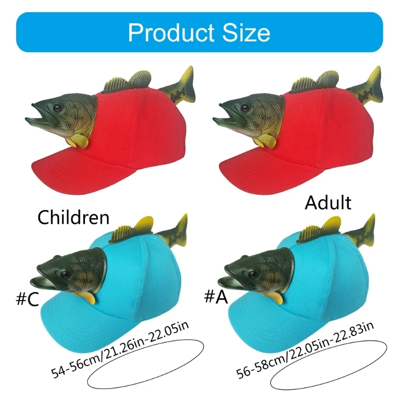 Novelty 3D Fish Hat for Parent Child Funny Fish Animal Baseball Hat for Birthday Party Creative Theme Party Hat Headwear 5