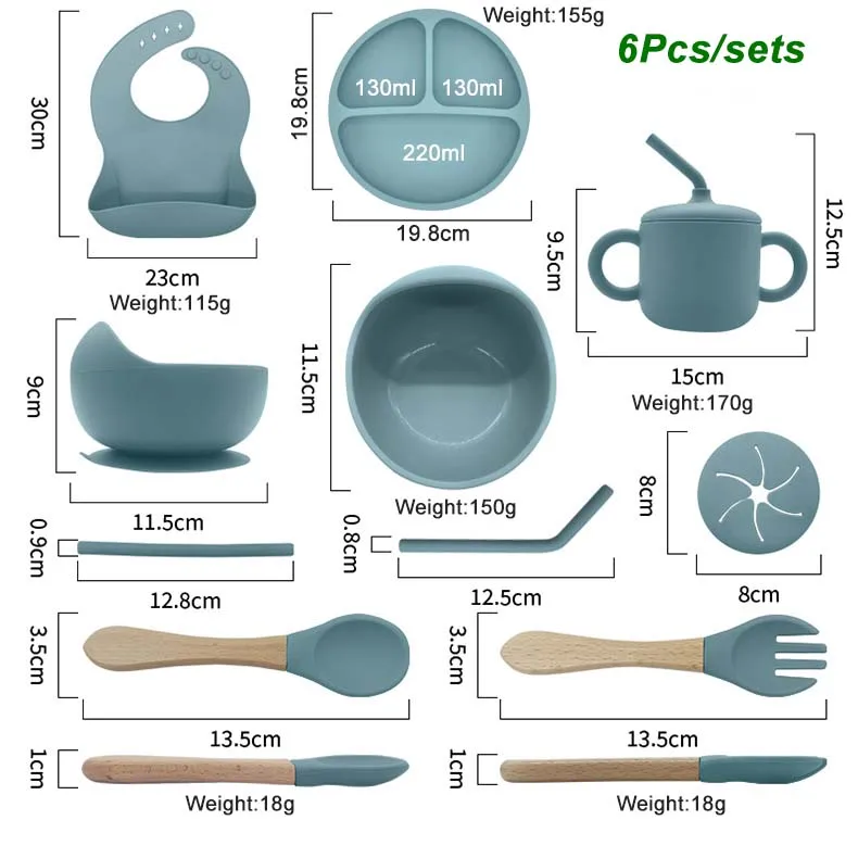 Free Personalized Names Baby Feeding Set 6Pcs Silicone Sucker Bowl Plate Straw Cup Children's Dishes Set Newborn Gift BPA Free 2