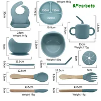 Free Personalized Names Baby Feeding Set 6Pcs Silicone Sucker Bowl Plate Straw Cup Children's Dishes Set Newborn Gift BPA Free 2
