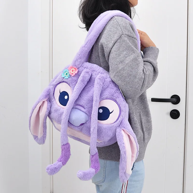 

Disney Star Baby Stitch Purple Angel Plush Soft Cute Large Capacity One Shoulder Bag Handbag Lightweight Weight Reduction