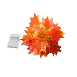 Enchanted Eucalyptus & Maple Leaf LED String Lights - USB & Battery Powered Fairy Illumination for Weddings and Festive Decor (Red Battery Powered)