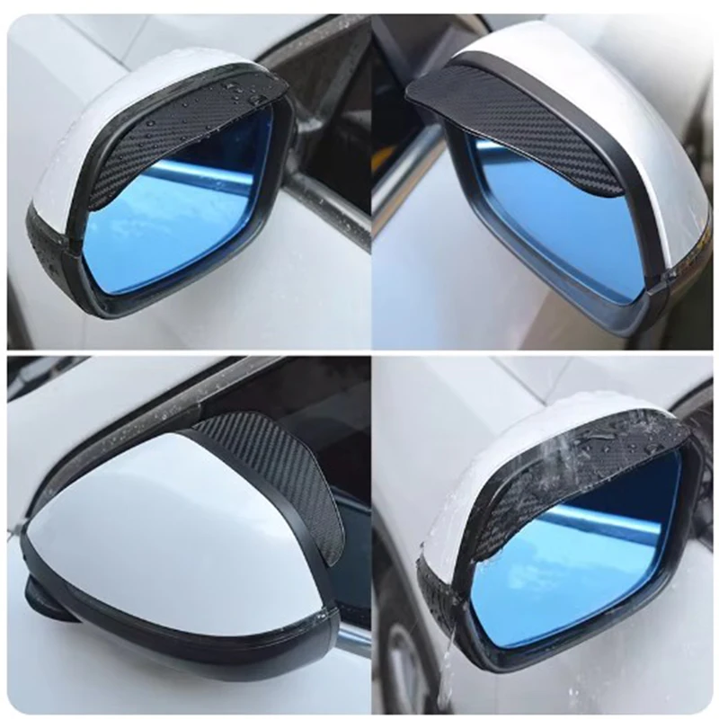 2pcs Car Rearview Mirror Rain Shield Rain Eyebrow Rain Cover Universal Carbon Fiber Rear View Side Mirror Rain Eyebrow Shield