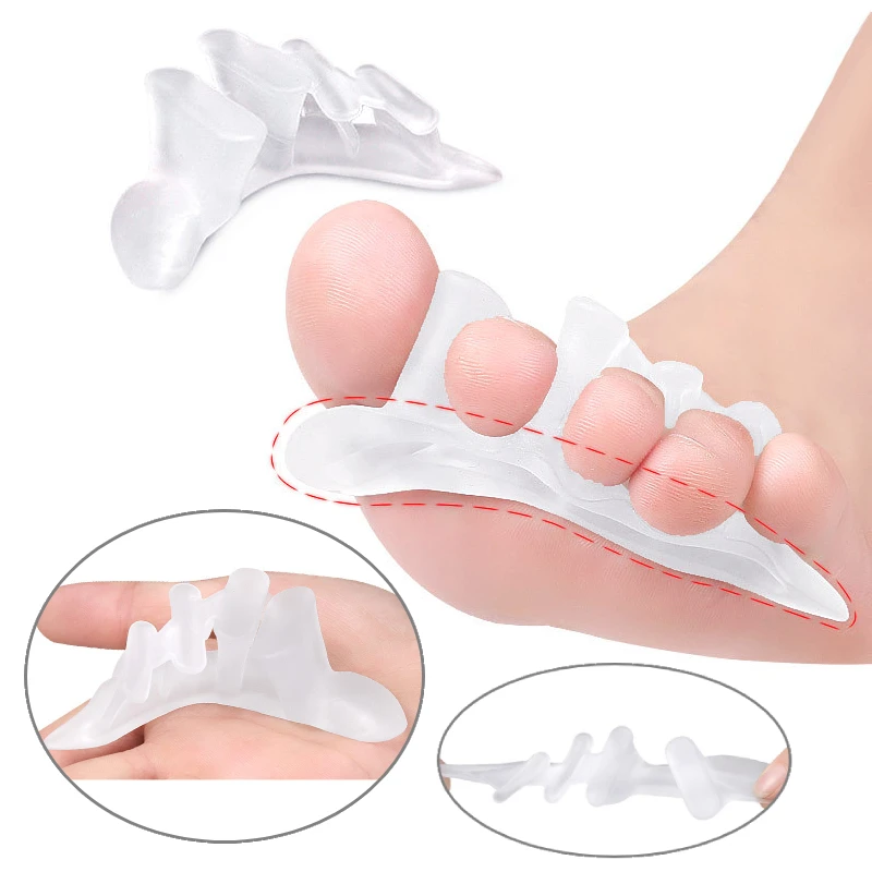 8 Pezzi = 4Airs Sovrapposti Hammer Toe Splitter Alluce Valgo Soletta In Gel Separatori In Silicone Correzione Piedi Ortopedici Cura