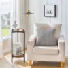 Tall Coffee Drink Table for Sofa Couch, Round End Table, Circle Wooden Accent Pedestal Table for Living Room, Bedroom 2