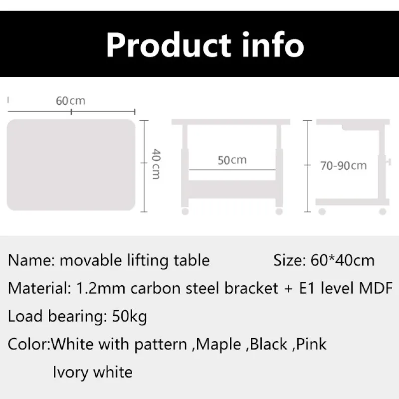 Household lifting computer desk Bed removable study table bedside Portable writing table for lazy