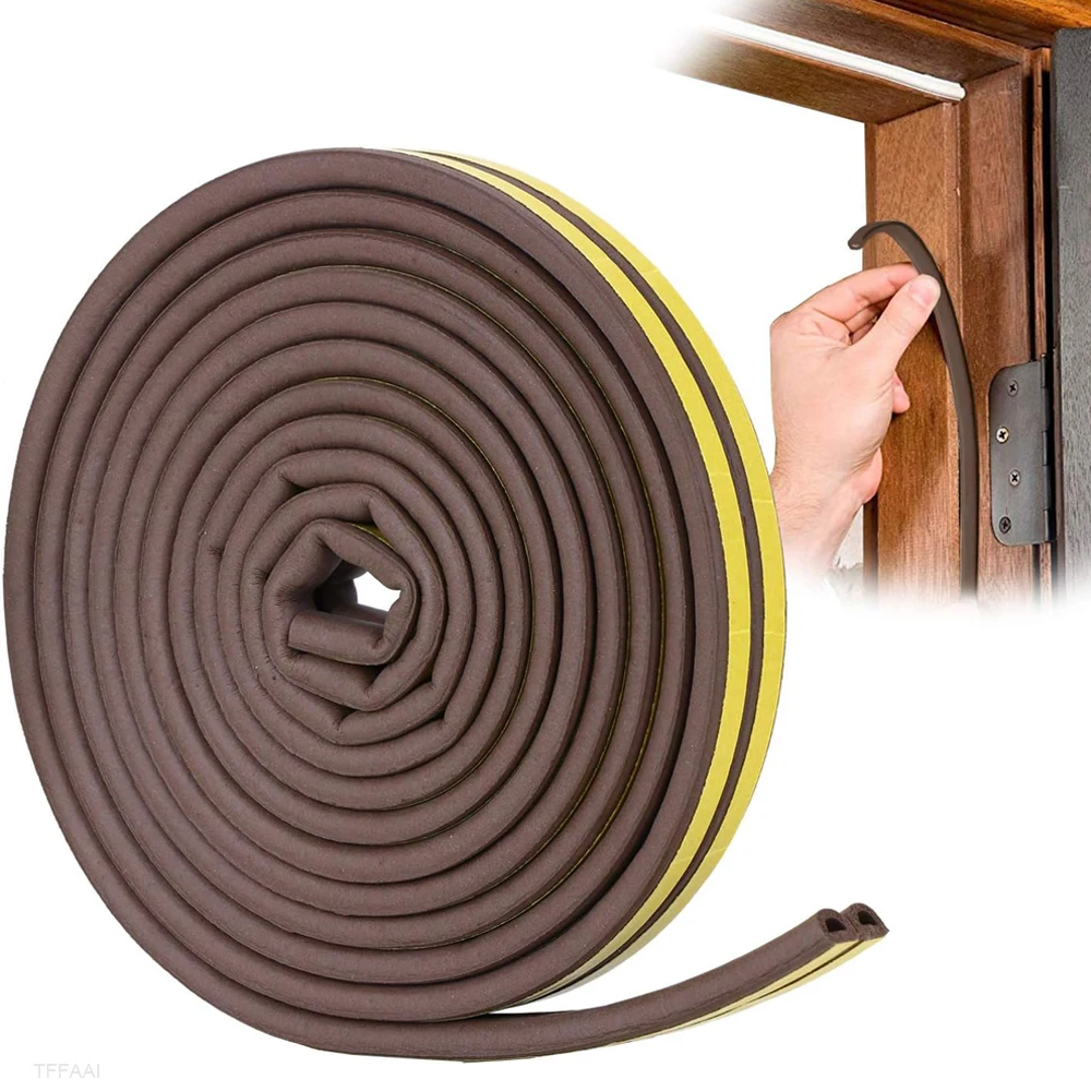 Door Insulation Seal Strip Tape Self-adhesive Acoustic Rubber Foam Weatherstrip Window Sound Draft Stopper Weather Strip