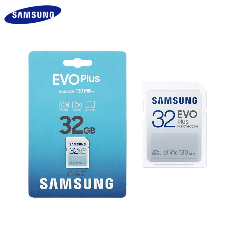 Карта памяти Samsung EVO Plus SDHC U1 V10 32 Гб SDXC U1 V10 64 Гб U3 128 ГБ 256 Гб класс 10 высокая скорость до 130 Мб/с