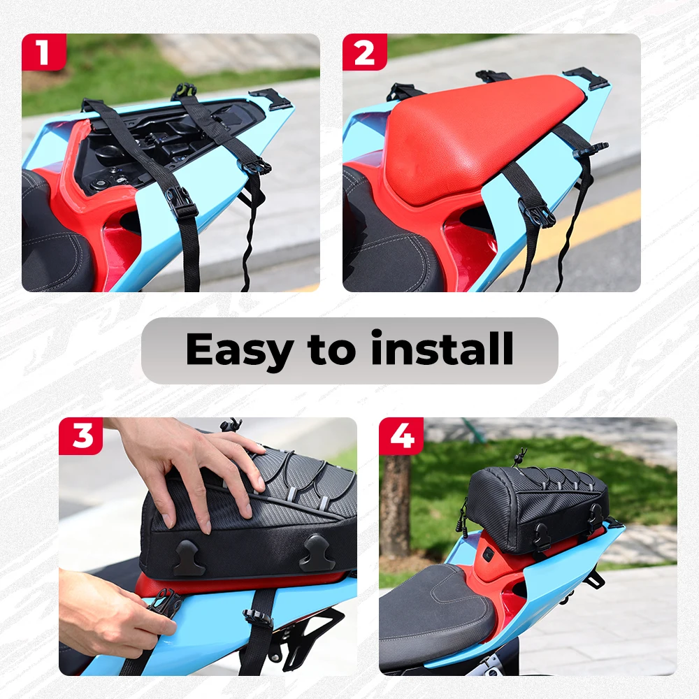 Motorcycle Sport Bike Tail Bag PVC Waterproof Rear Seat Storage Pack Universal for Outdoor Riding Touring Travel Luggage Bags 5