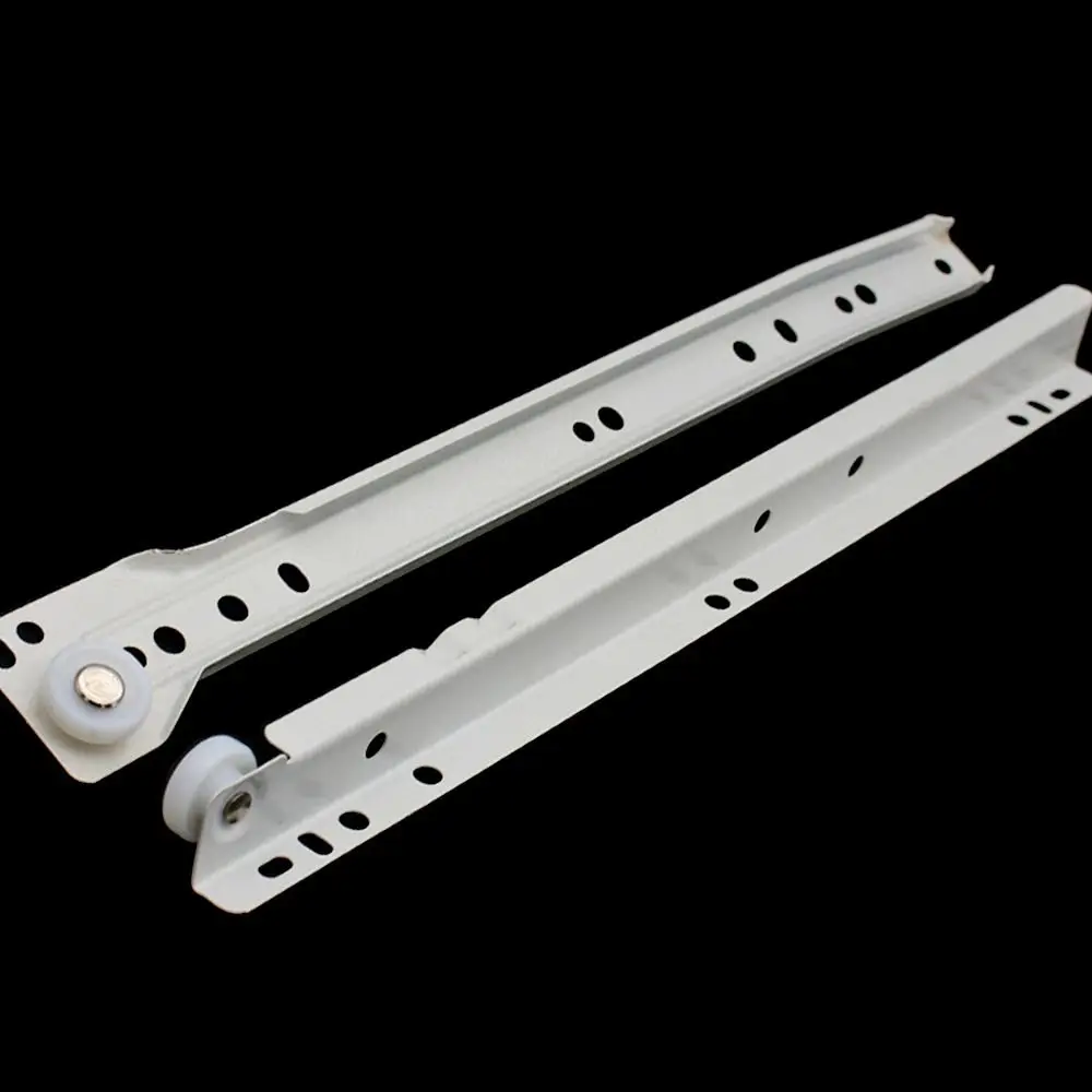 1Pair Mute Two Section Drawer Track Slides Cabinet Rails Thickening Computer Table Chute Clothing Cabinets Keyboard Roller drawer slides