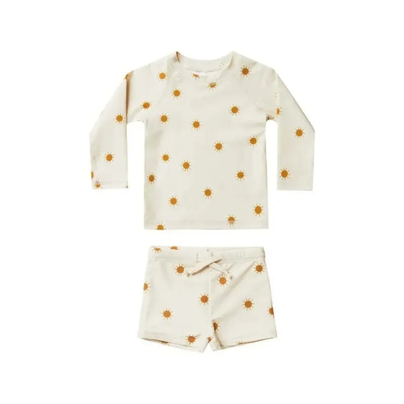Kids Boy Swimsuit Cool Print 2 Pcs/lot 1-12 Years Summer Children Board Long sleeve Shorts girl Swimwear Beach Surfing kids swimsuits boys swim shorts