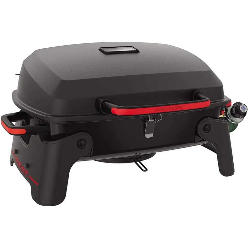 

1 Burner Portable Gas Grill for Camping, Outdoor Cooking, Patio Garden Barbecue with Two Foldable legs, Red + Black Gas Grill