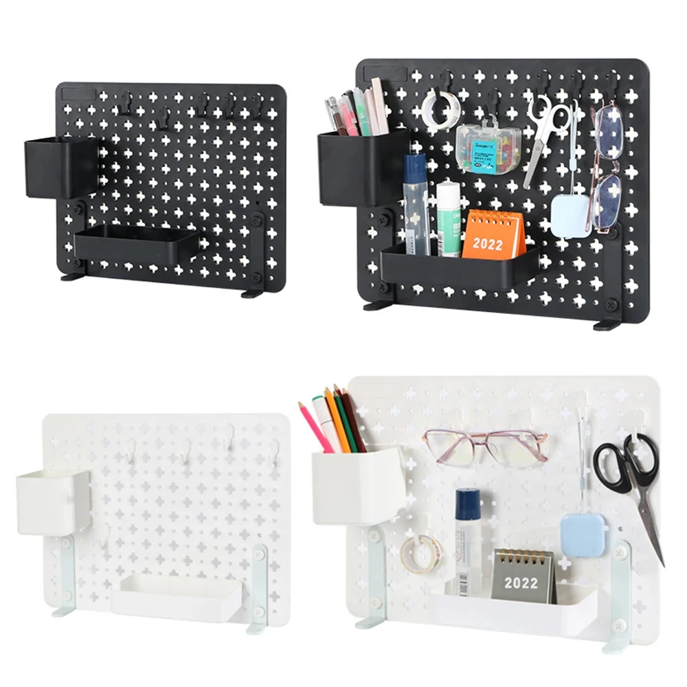 Nordic Style Pegboard and Accessories Storage Case DIY No Drill Shelves Wall Mount Desktop Organizer 2