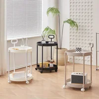 Elegant 2-Tier Side Table with Wheels - Trolley Table in Living Room|Simple Sofa Table with Handle|Easy To Move Coffee Table 4