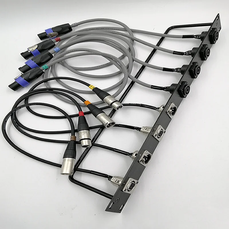 

Индивидуальный 8-полосный 1U шкаф Xlr аудио Джампер стойка, утолщенный алюминиевый сплав матовая 8-отверстия панель аудио кабель оболочки
