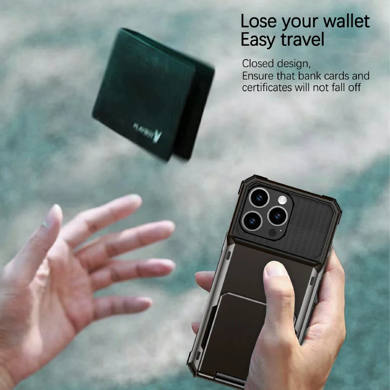 Einfarbig 180 ° Flip-Wallet-Kartenfach Stoßfeste Handyhülle für iPhone 16 Pro Max 14 11 12 13 15 Pro Max Mini Bumper Rückseiten-Cover – Detail 18