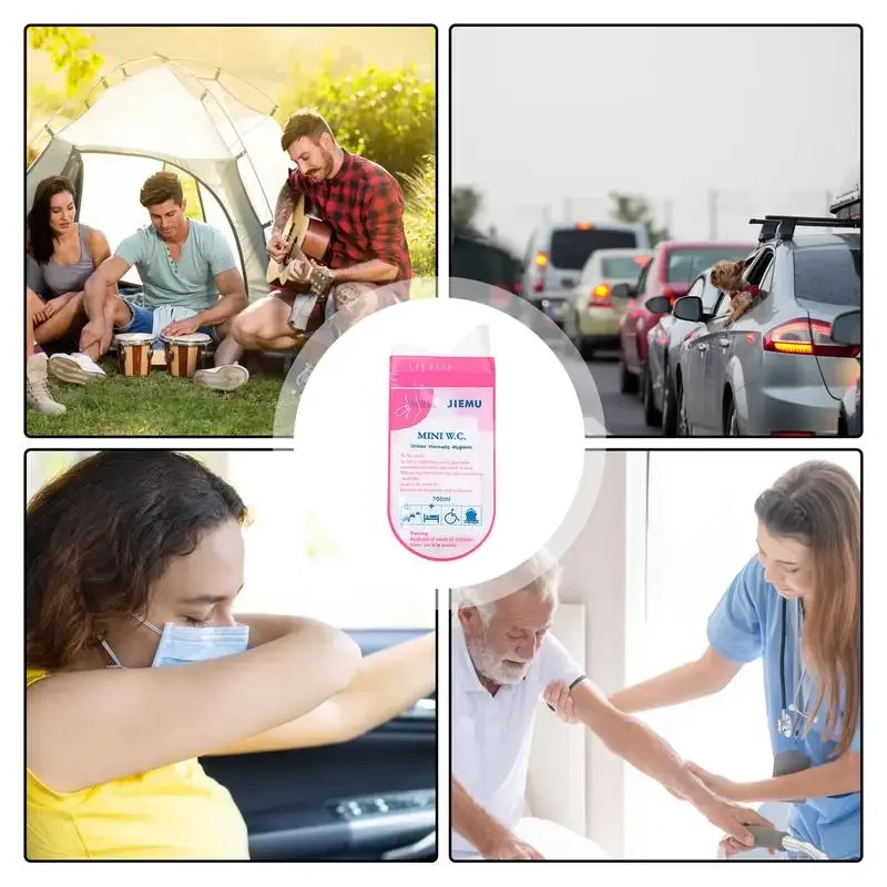 4pcs Portable Disposable Urine Bags for Camping Travel Car Outdoor Emergency Unisex Toilet Solution Convenient Disposable Bag