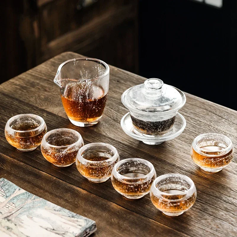 Snow Crystal Glass Tea Tureen Glazed Tea Maker Kung Fu Set High-grade Cup Large Transparent Built Lamp Best Gift