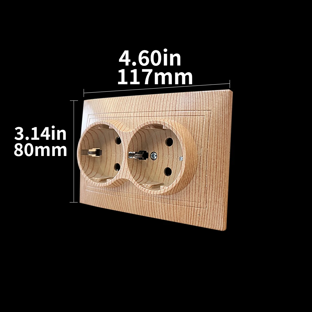 WESA Wood Power Socket 16A EU Standard Electrical Outlet Standard Ground Wall Socket Embedded Plug Flame Retardant Plastic Panel